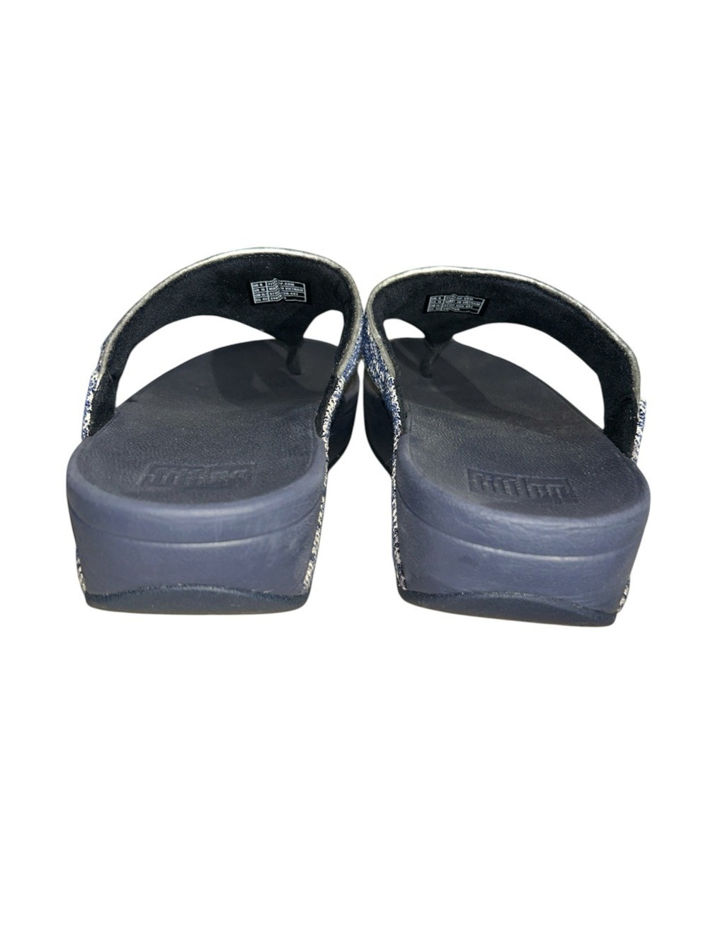 FitFlop Lulu Shimmerweave Toe Post Sandals in Midnight Navy Mix Size 10 - Picture 4 of 10